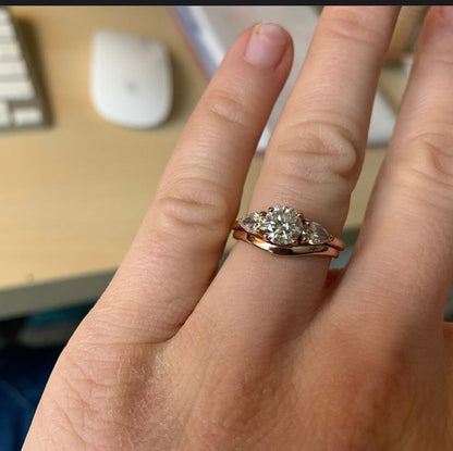 1.50 Ct Pear Lab Diamond Three Stone Engagement Ring