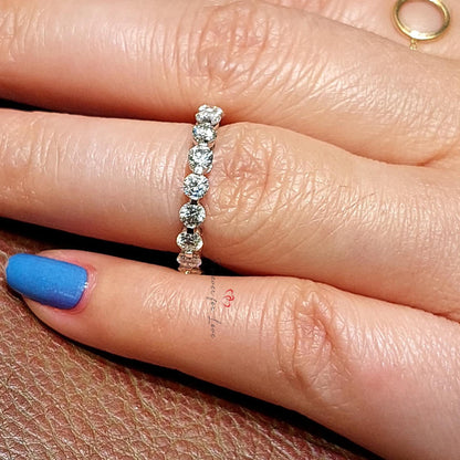 Round Lab Grown Diamond Wedding Band 2.5 MM Round Lab Created Band Matching Band, Floating Bubble Band Solid Gold Unique Full Eternity Ring.