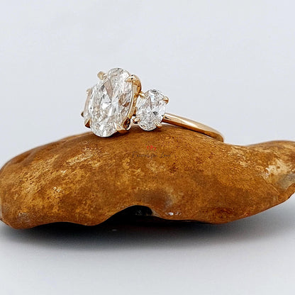 3 Ct Oval Diamond Three Stone Engagement Ring