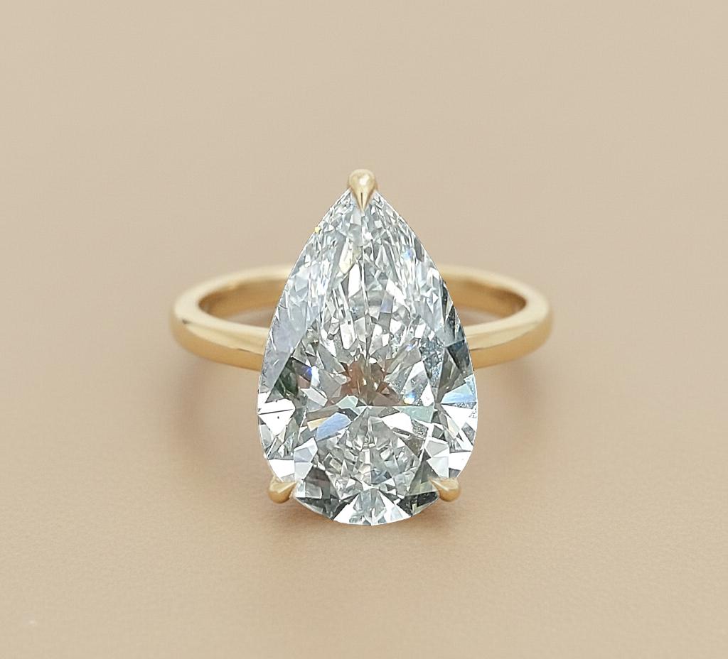7 Ct IGI Certified Pear Lab Diamond Solitaire Engagement Ring Pear cut 1Ct Moissanite Brilliant Cut engagement ring in 935 Argentium Silver — custom handcrafted by Forever For Love