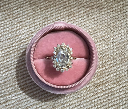 Vintage Cushion Cut Moissanite Engagement Ring, Halo Engagement Ring, Old Mine Cut Solitaire Solid Gold Solitaire Proposal Anniversary Ring.