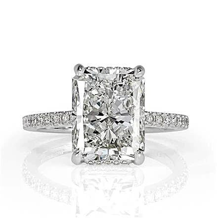 4 Ct Radiant Natural Diamond, Moissanite Hidden Halo Engagement Ring Radiant cut 1Ct Moissanite Brilliant Cut engagement ring in 935 Argentium Silver — custom handcrafted by Forever For Love