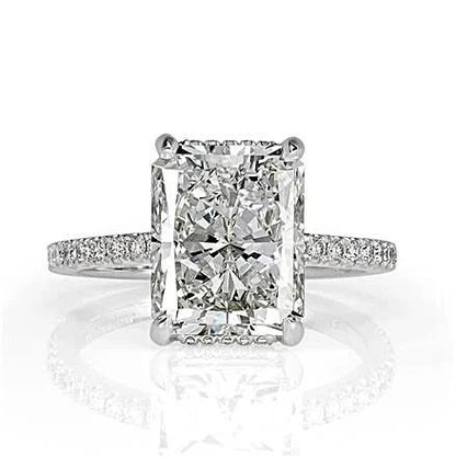 4 Ct Radiant Natural Diamond, Moissanite Hidden Halo Engagement Ring