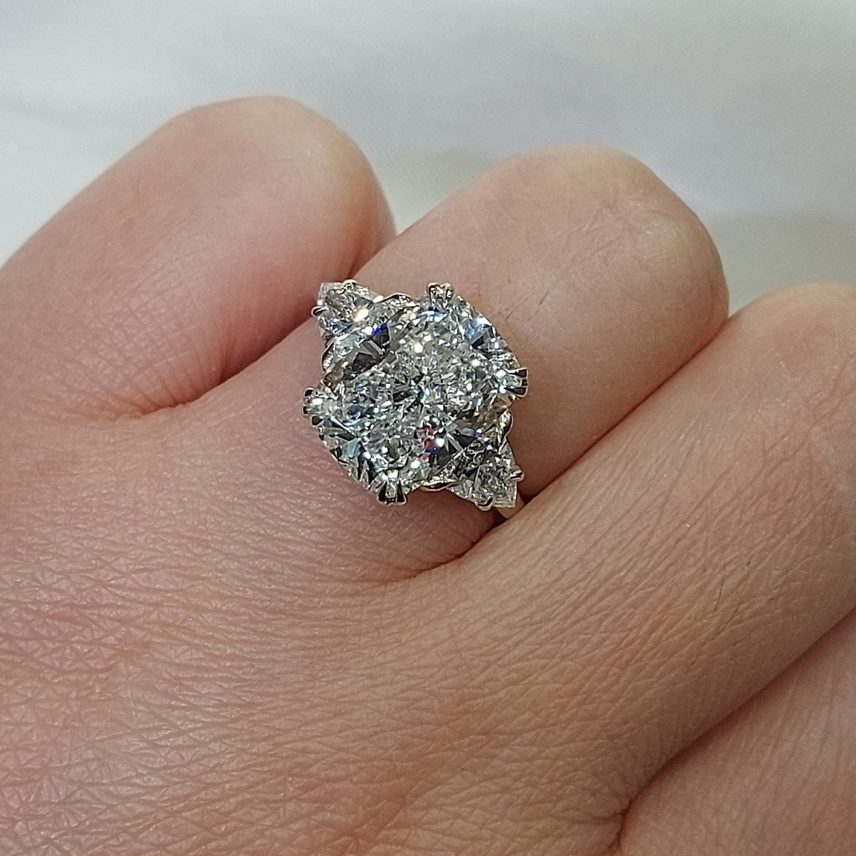 IGI Certified Cushion Lab Diamond Three Stone Ring