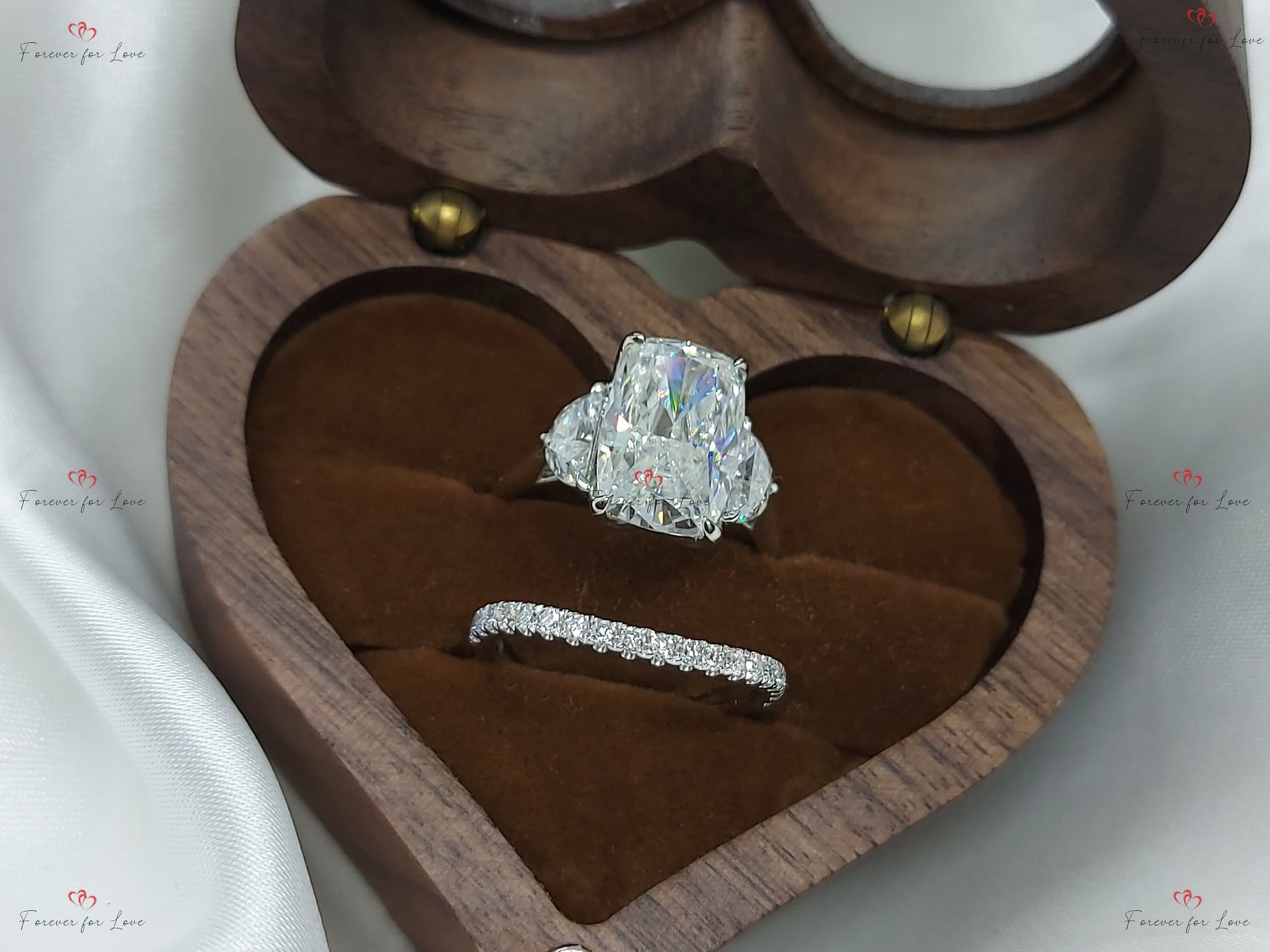4.6 Ct Cushion Moissanite Three Stone Ring