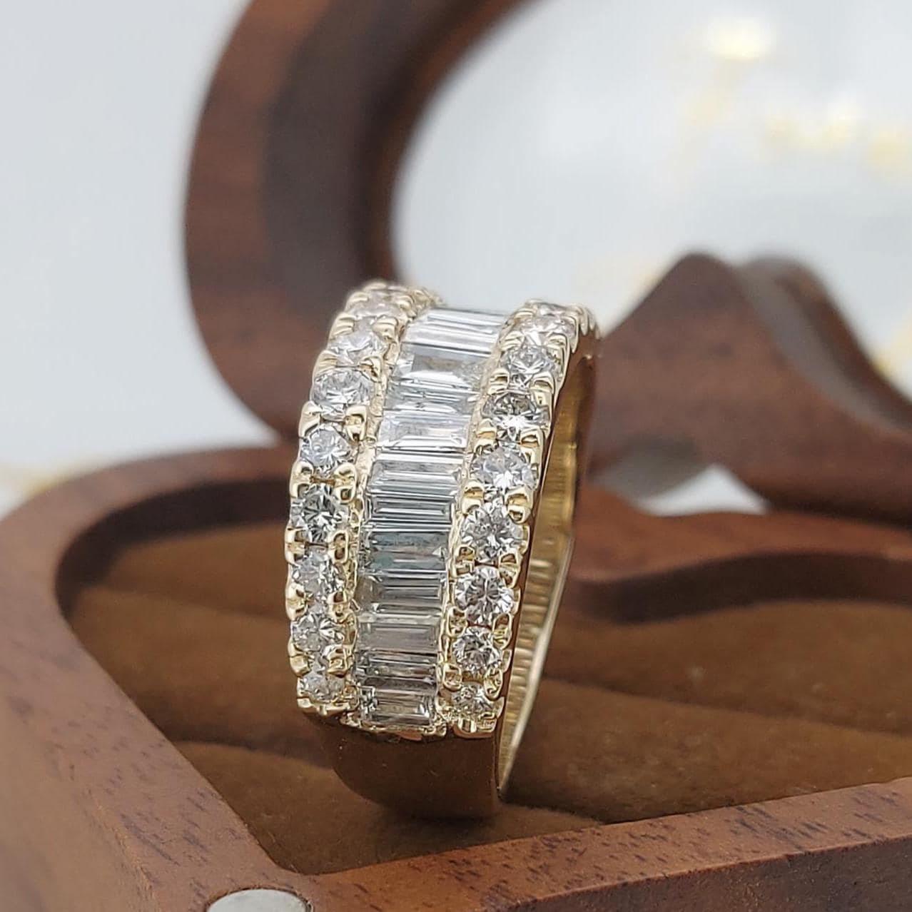 Baguette Lab Diamond Half Eternity Band