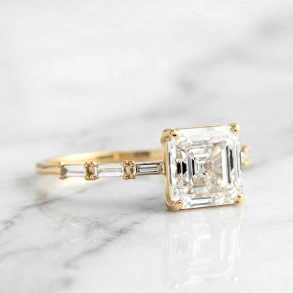 3.12 Ct IGI Certified Asscher Lab Diamond Solitaire Engagement Ring