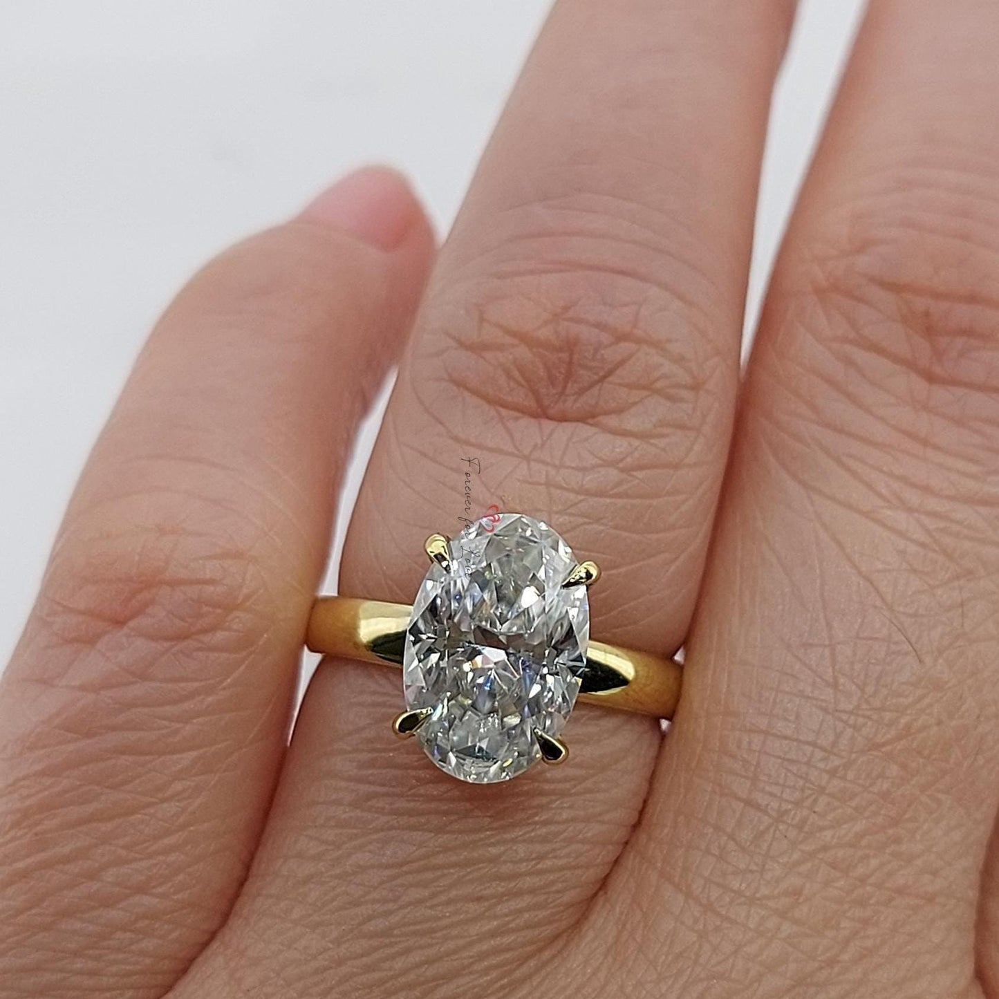 4 Ct Oval Moissanite Brilliant Halo Engagement Ring Oval cut 1Ct Moissanite Brilliant Cut engagement ring in 935 Argentium Silver — custom handcrafted by Forever For Love