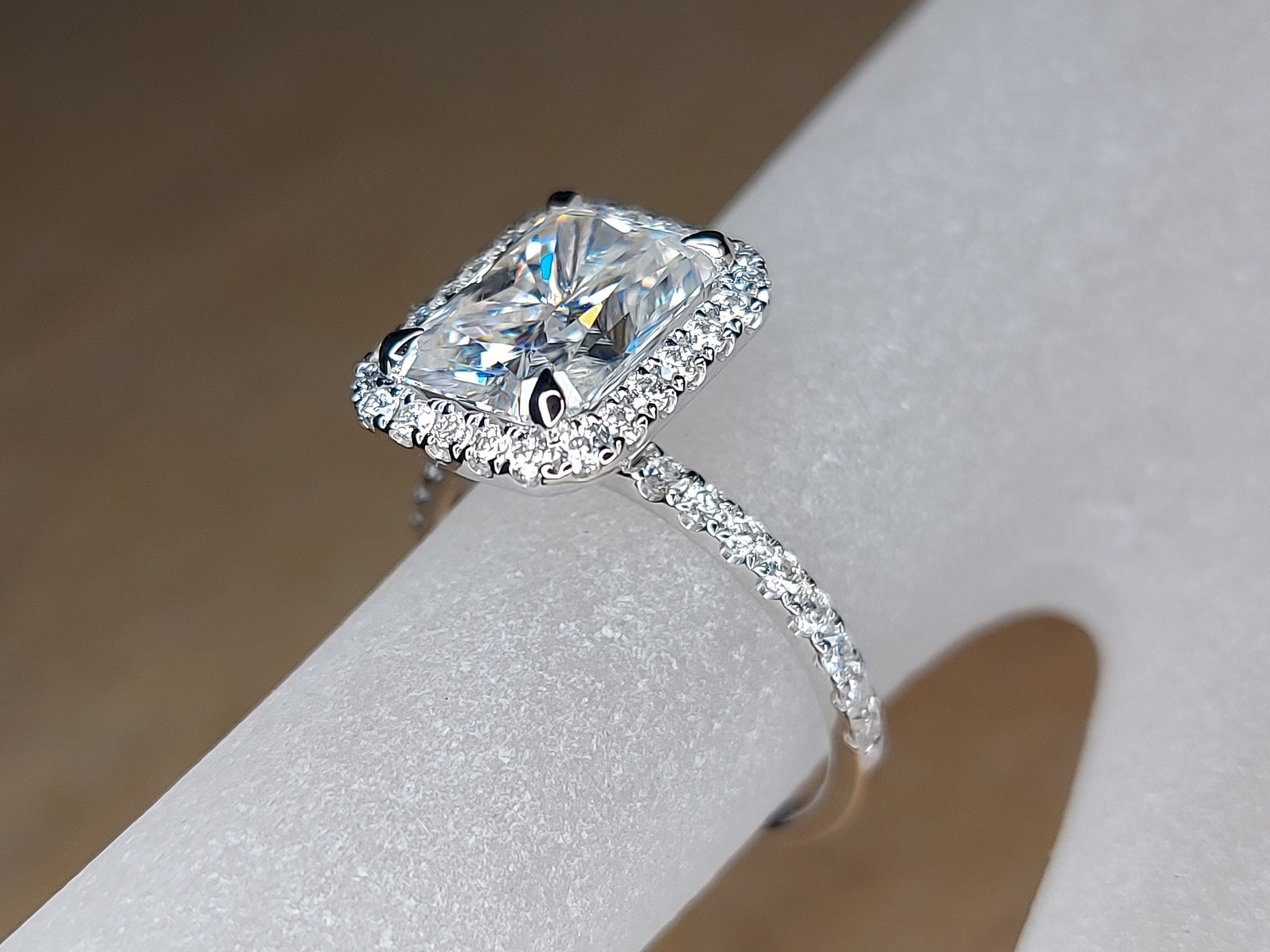 IGI Certified Radiant Diamond Halo Engagement Ring