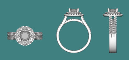 1 Ct GIA Certified Round Diamond Halo Engagement Ring