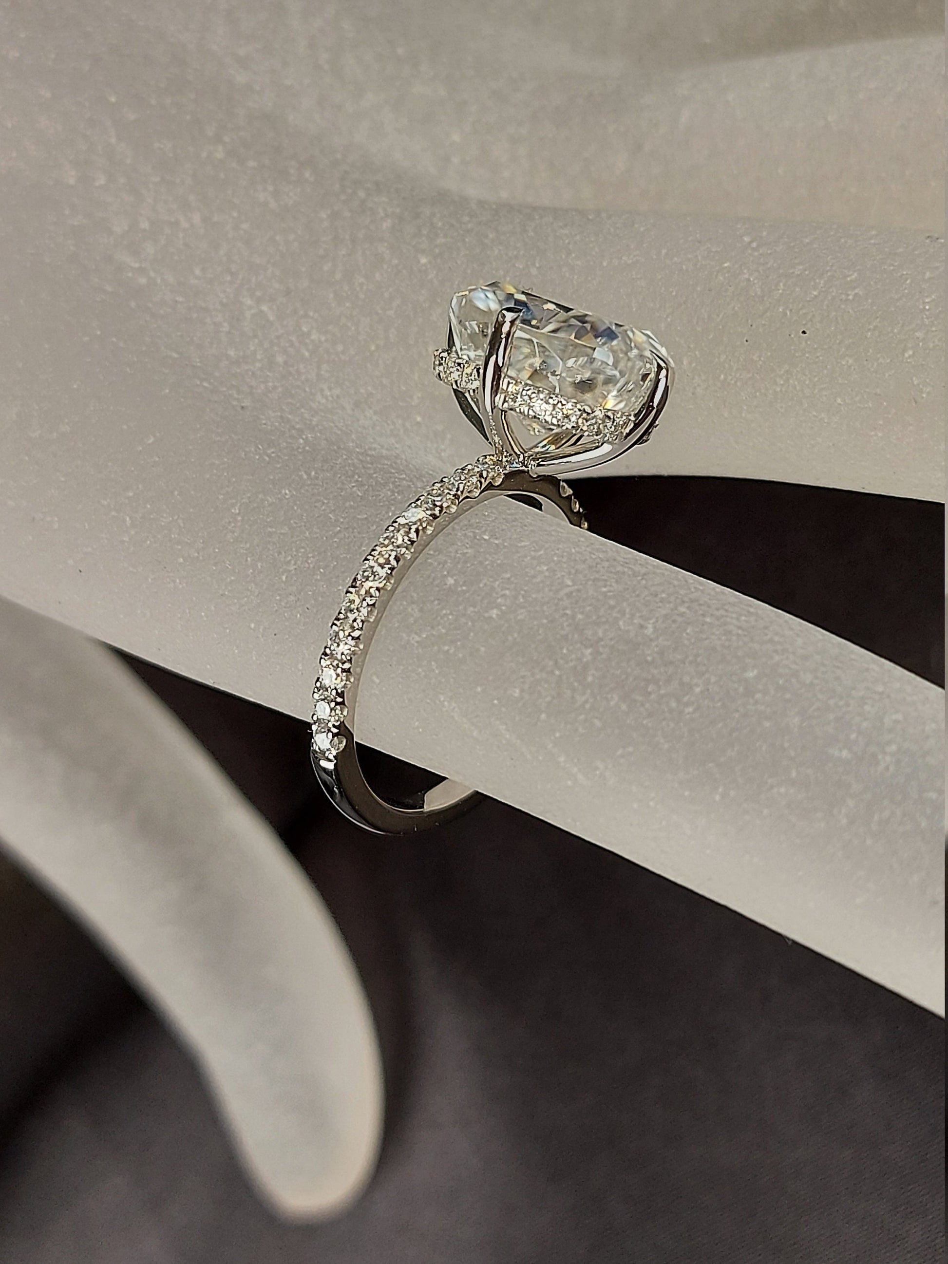 5 Ct Cushion Moissanite Hidden Halo Engagement Ring