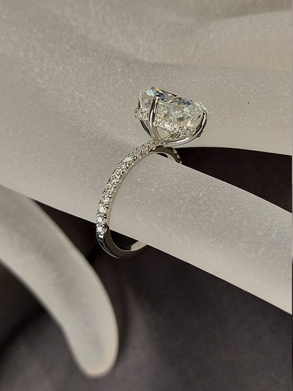 5 Ct Cushion Moissanite Hidden Halo Engagement Ring