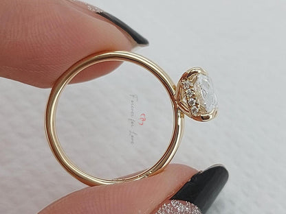 IGI Certified Old Mine Lab Diamond Hidden Halo Engagement Ring