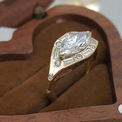 2ct East to West Setting Marquise Engagement Ring Genuine Lab Grown Diamond Ring Anniversary Ring Gift Unique Proposal Ring for Her