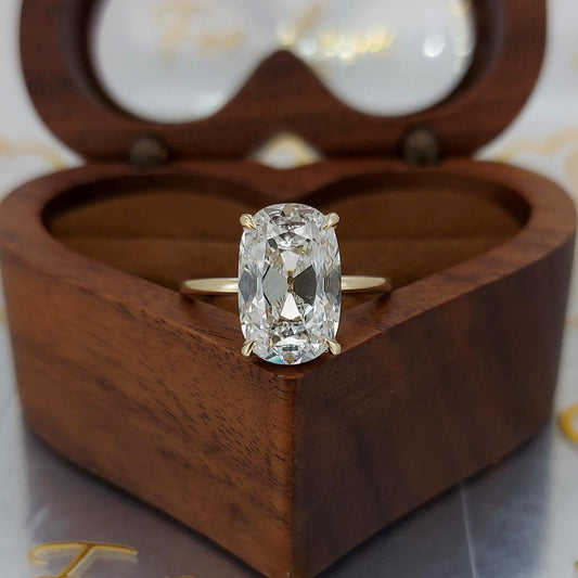 4 Ct IGI Certified Old Mine Lab Diamond Solitaire Engagement Ring