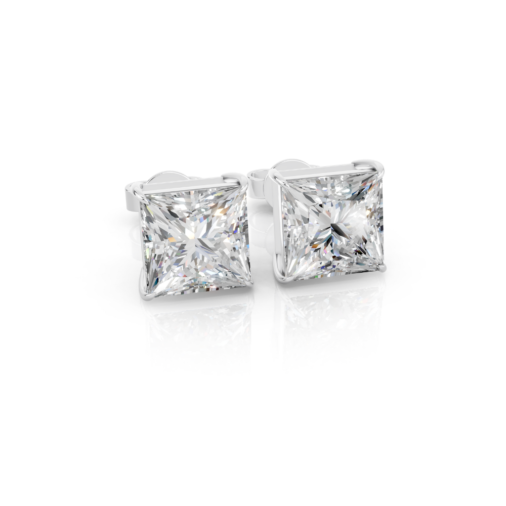 Princess Diamond Stud Earrings 1 Ct engagement ring in 10K Solid Gold — custom handcrafted by Forever For Love