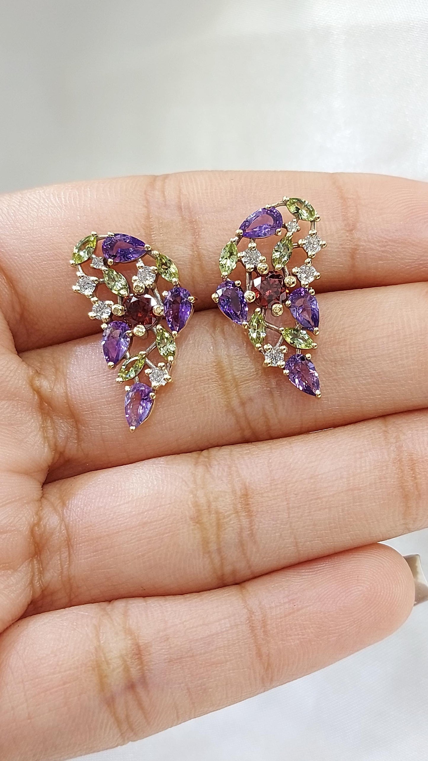 Pink sapphire and diamond stud earrings for mom, mothers day gift. Nature inspired gift for mom. One of a kind earring Moissanite engagement ring in Gold or Platinum — custom handcrafted by Forever For Love