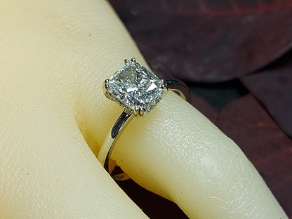 1.5 Ct IGI Certified Cushion Diamond Hidden Halo Engagement Ring