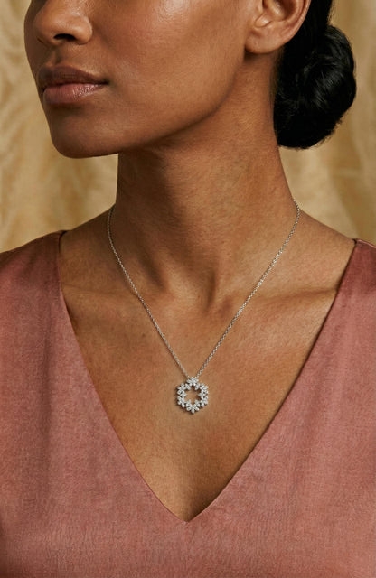 Pear and Marquise diamond Necklace, 14k White Gold, Dainty Minimalist Pendant, lab Diamond Necklace, Unique design, Special Gift For Her.