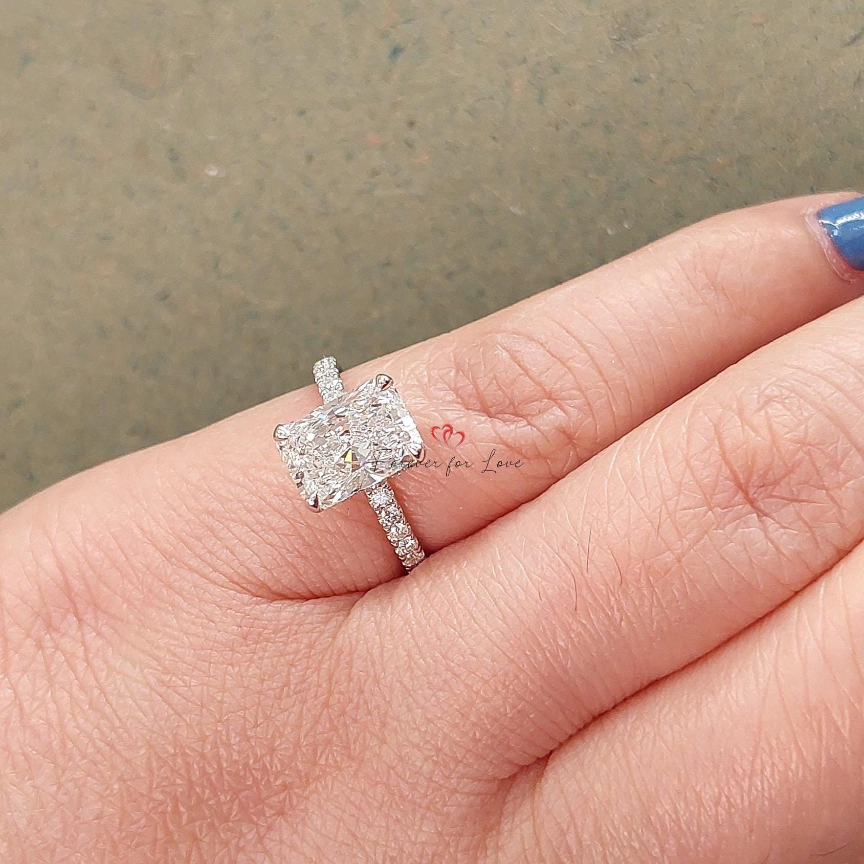 2 Ct IGI Certified Radiant Lab Diamond Hidden Halo Engagement Ring