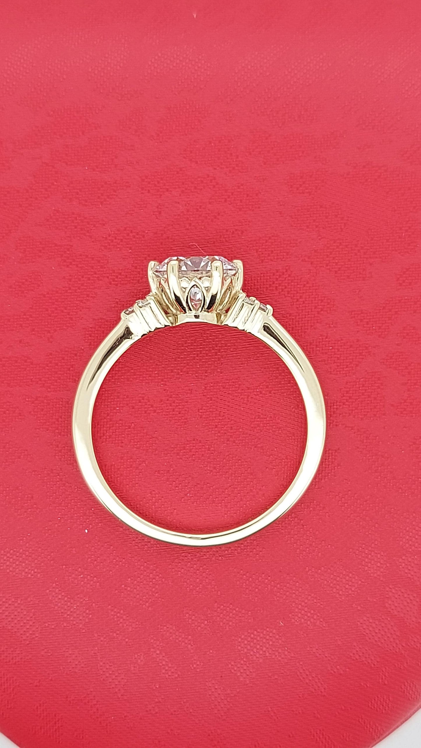 1.5 Ct Round Lab Diamond Vintage Cluster Engagement Ring Round cut Moissanite engagement ring in Gold or Platinum — custom handcrafted by Forever For Love