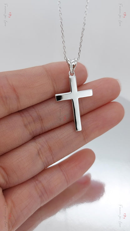 Halskette mit Kreuz aus 14 Karat Massivgold für Damen, Kreuzanhänger, Religiöser Schmuck, Anhänger mit christlichem Glauben, Kreuzgeschenk für Frauen