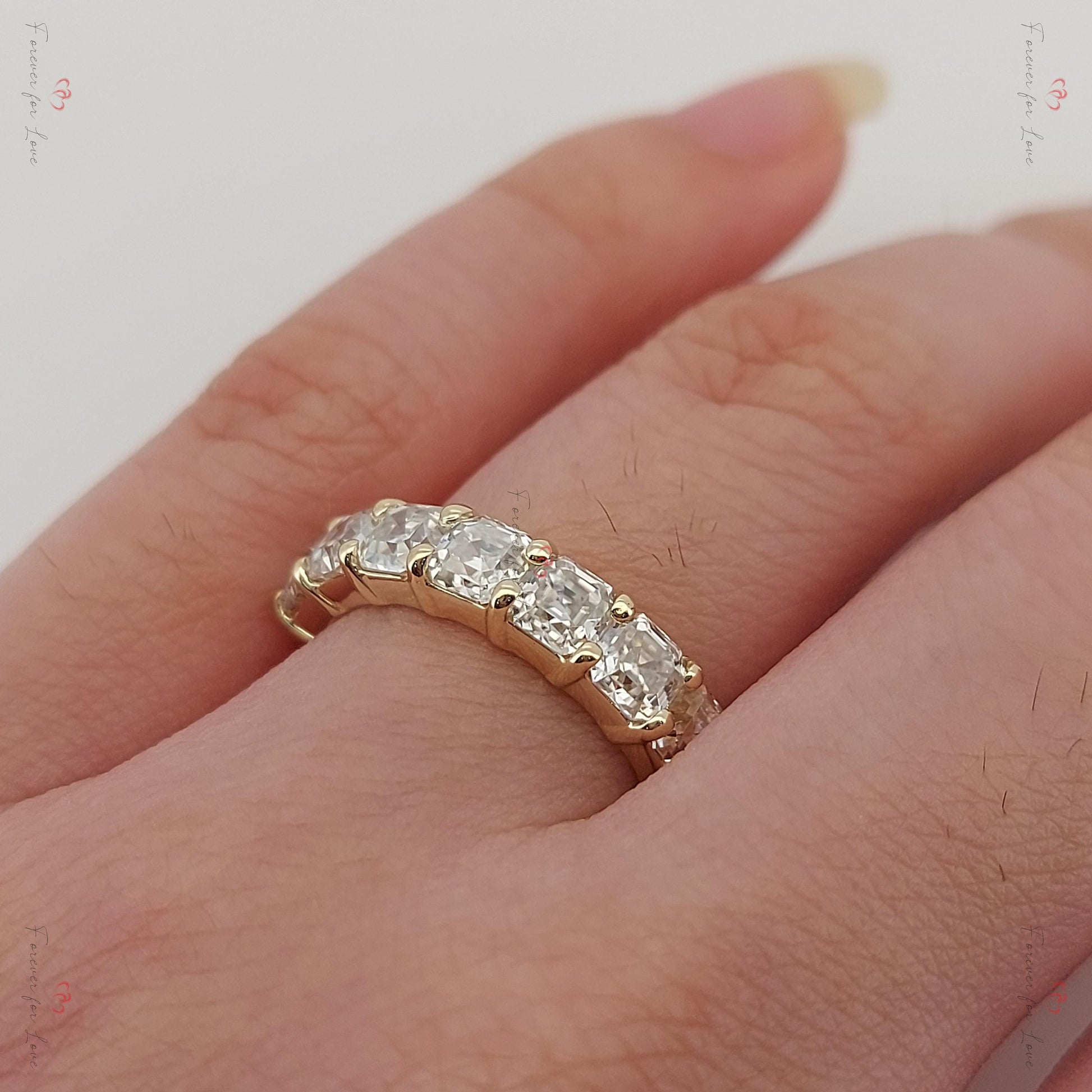 Asscher Moissanite Eternity Band