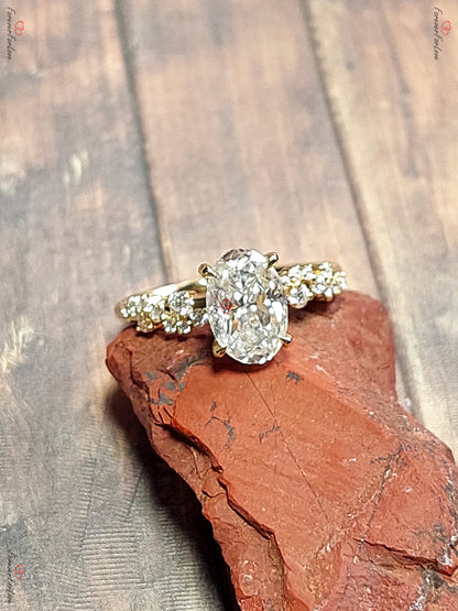 1.5 Ct Oval Diamond, Moissanite Engagement Ring