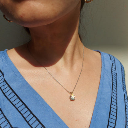 Round diamond Necklace, 14k White Gold, Dainty Minimalist Round Pendant, Real Diamond Womens Necklace, Special Gift For Her.