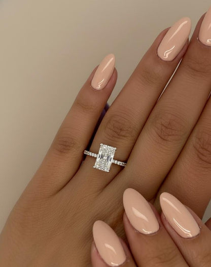 1.5 Ct IGI Certified Radiant Lab Diamond Hidden Halo Engagement Ring
