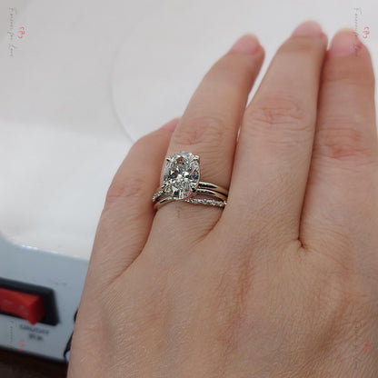 3 Ct Oval Lab Diamond Hidden Halo Engagement Ring