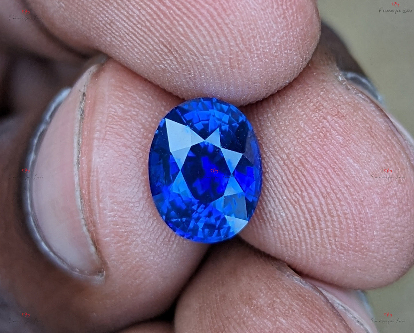 Cornflower Blue Sapphire 4.07 Carats, Natural Ceylon Oval shaped Loose Gemstone, 10.45 x 8.3 x 6mm, Custom Jewelry Gift for Her Moissanite engagement ring in Gold or Platinum — custom handcrafted by Forever For Love