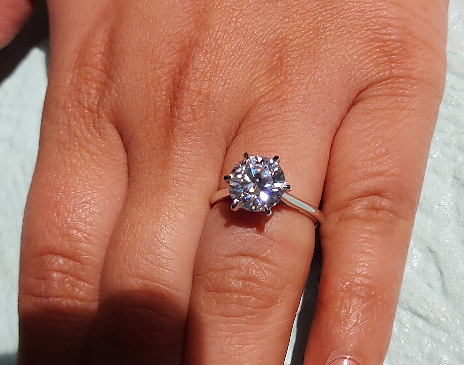 3 Ct Round Diamond, Moissanite Engagement Ring