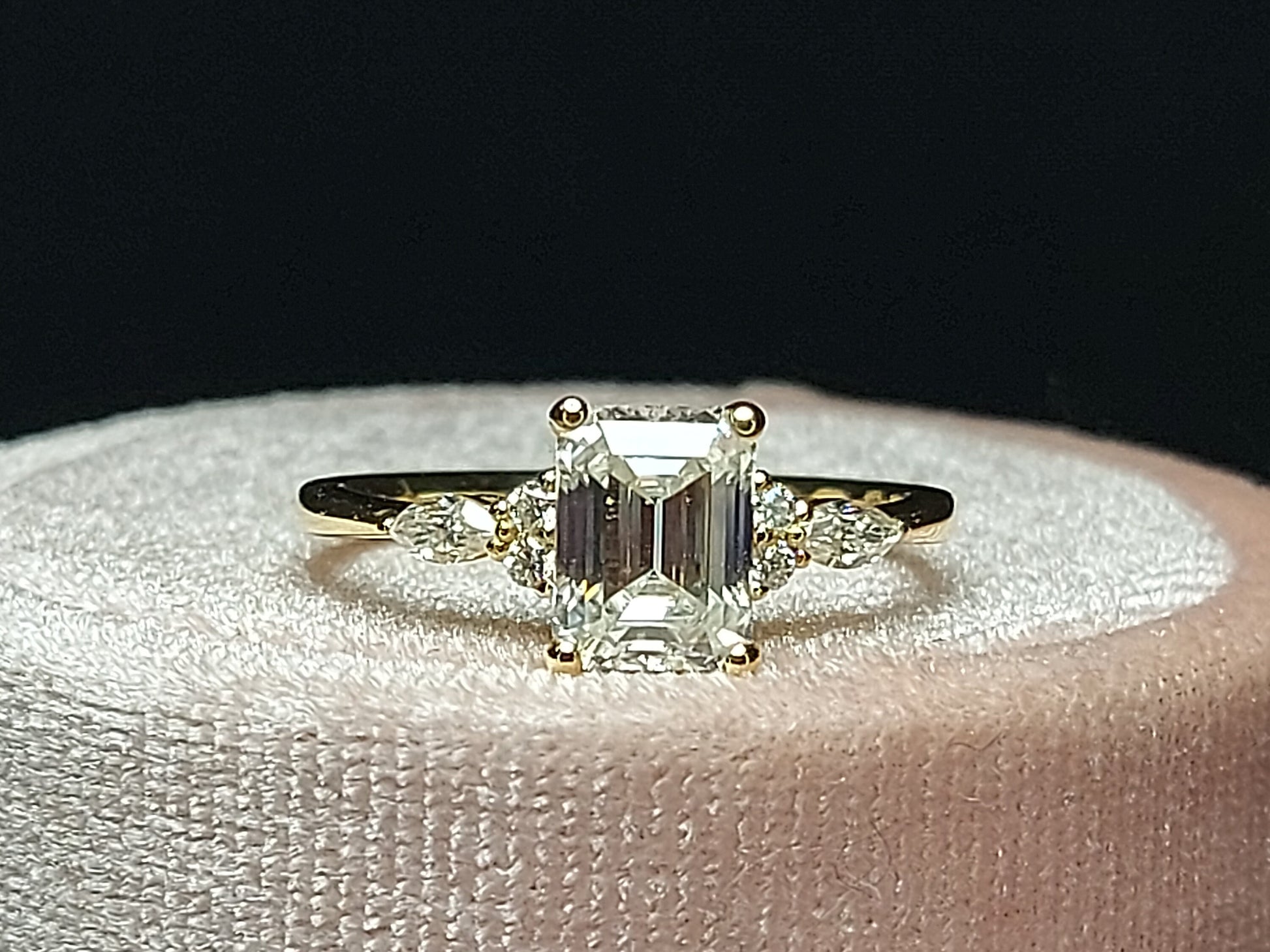 Emerald Diamond, Moissanite Engagement Ring