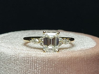 Emerald Diamond, Moissanite Engagement Ring