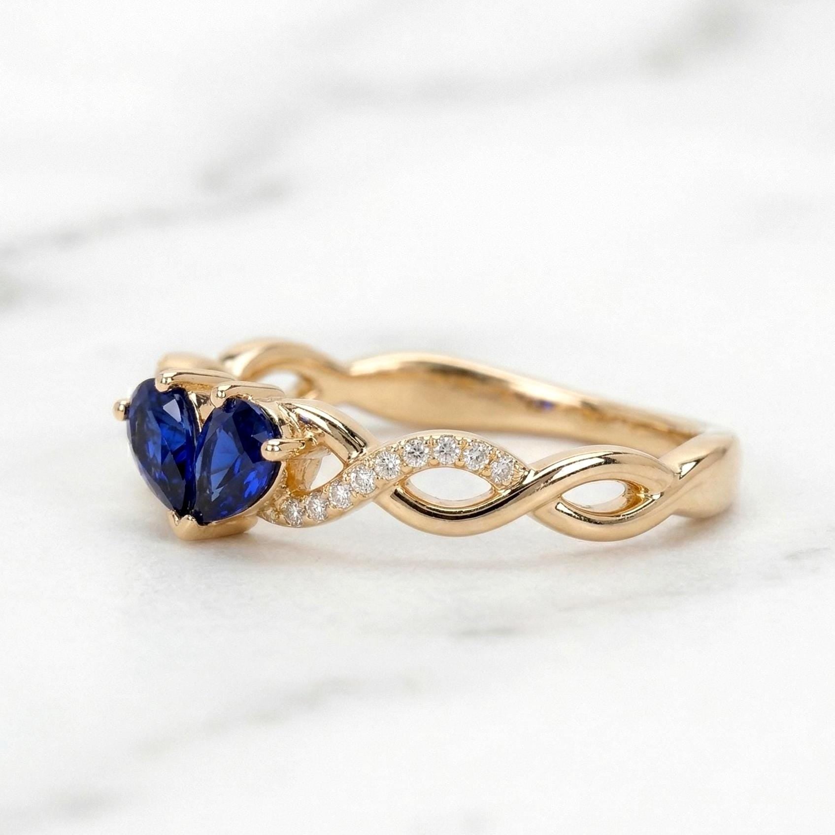 Pear Blue Sapphire Engagement Ring
