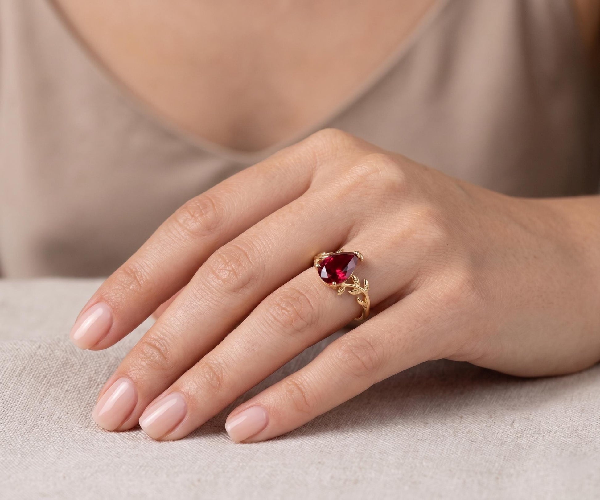2 Ct Pear Ruby Engagement Ring
