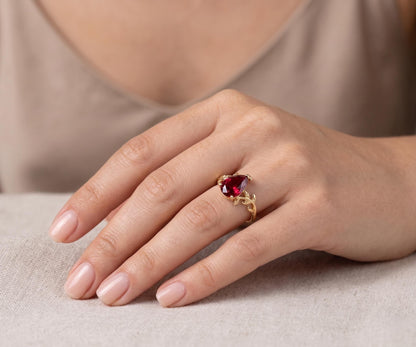 2 Ct Pear Ruby Engagement Ring