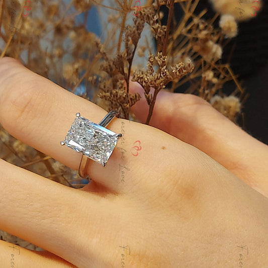5 Ct IGI Certified Radiant Lab Diamond Hidden Halo Engagement Ring
