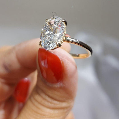 3.5 Ct Oval Lab Diamond Solitaire Engagement Ring