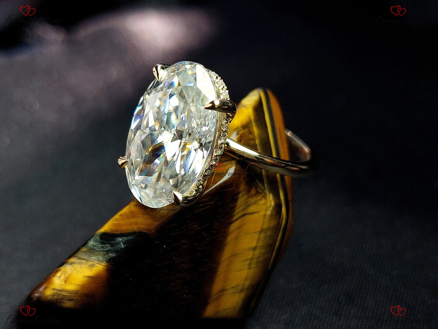 Oval Engagement Ring, 7Ct Hybrid Crushed ice Oval cut 15*9mm Moissanite engagement ring, Solid Gold Proposal Anniversary ring Oval cut 1Ct Moissanite Brilliant Cut engagement ring in 935 Argentium Silver — custom handcrafted by Forever For Love
