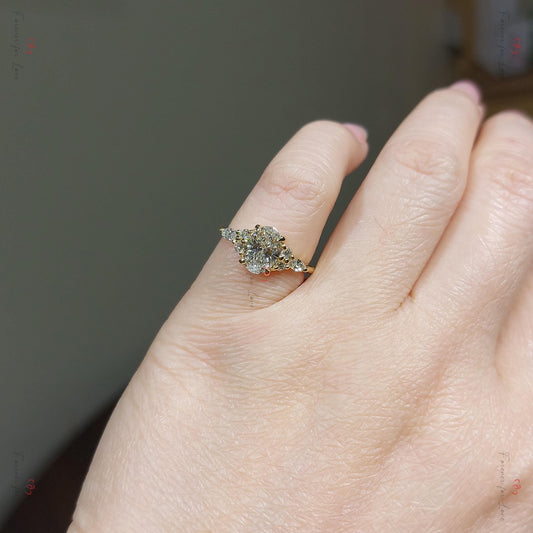 1.5 Ct IGI Certified Oval Lab Diamond Three Stone Engagement Ring