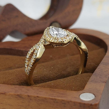 2 Ct IGI Certified Pear Lab Diamond Halo Engagement Ring