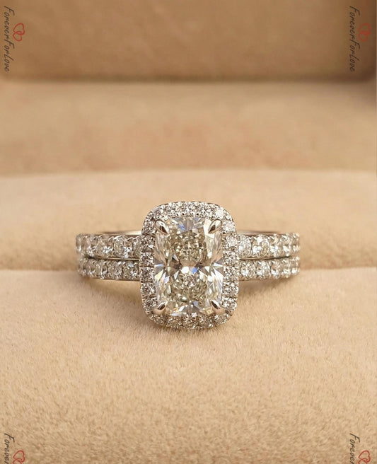 1.9 Ct IGI Certified Cushion Lab Diamond Hidden Halo Engagement Ring