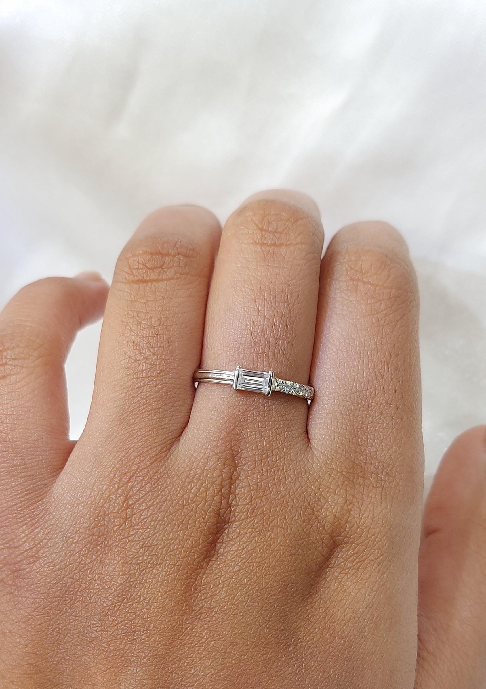 Baguette Lab Diamond Stacking Ring
