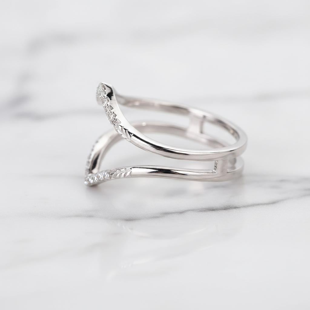 Round Lab Grown Diamond Ring Enhancer for Engagement Ring, Petal Design Matching Stackable Guard Band, Diamond Ring Jacket, Anniversary Gift