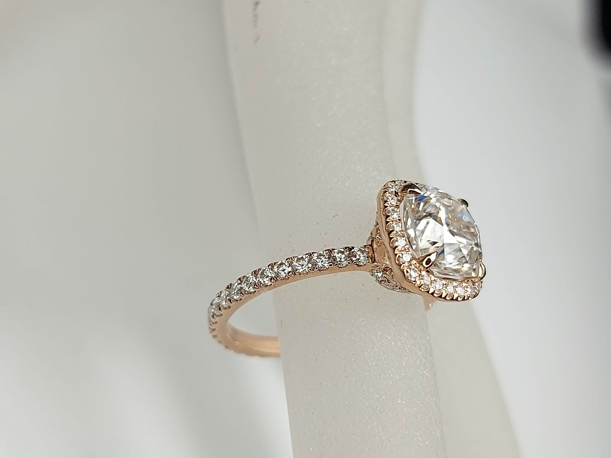 2 Ct Cushion Diamond, Moissanite Halo Engagement Ring
