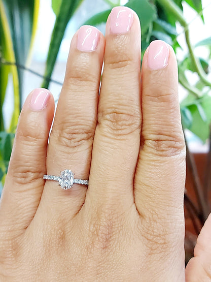 GIA Certified Oval Natural Diamond Solitaire Engagement Ring