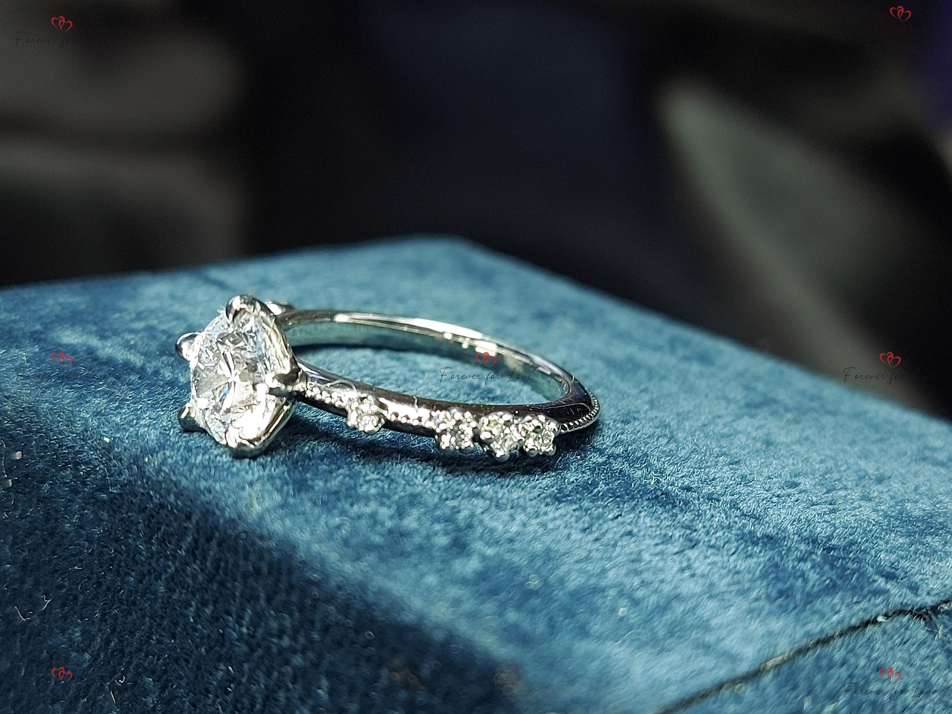 1.10 Ct IGI Certified Round Lab Diamond Three Stone Engagement Ring