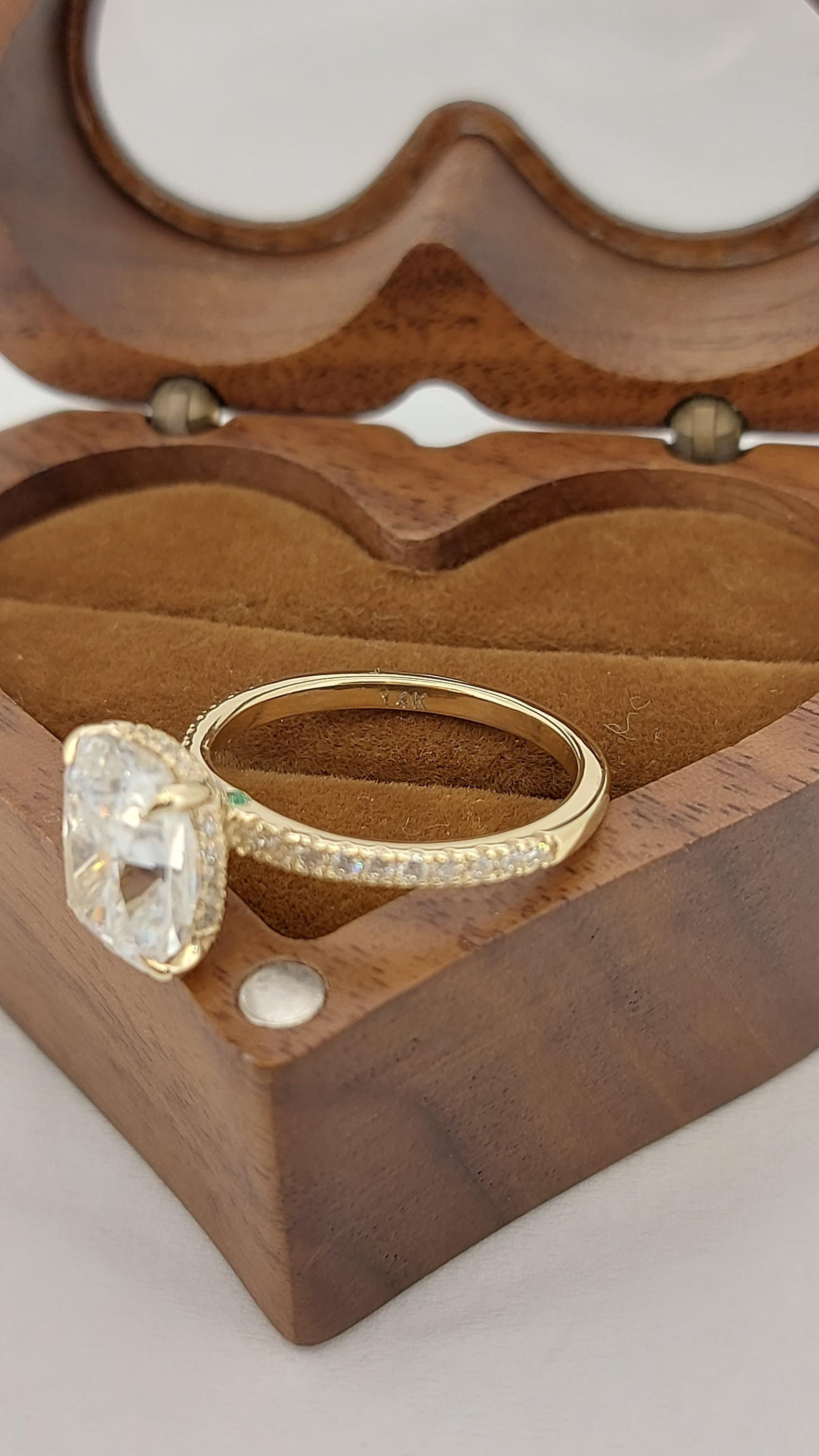 Cushion Moissanite Hidden Halo Engagement Ring